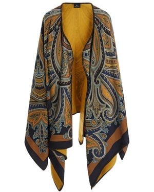 Etro Jassen ,Veelkleurig ,Asymmetrische Cape - Zwart