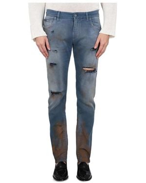Dolce & Gabbana Jeans ,Blauw ,Leer Pantalone
