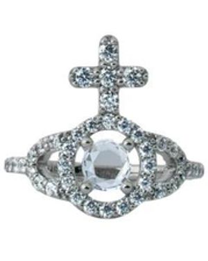 Vivienne Westwood Accessoires ,Grijs ,Leer Olympia Ring - Wit