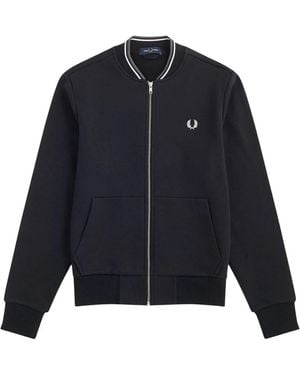 Fred Perry Baumwoll-Sweatshirt Im Bomberjacken-Stil Mit Durchgehendem Reißverschluss - Blau