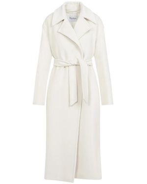Max Mara Abrigo Con Cinturón Fragore Orsetto Biver, Mujer, Talla - Blanco