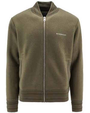 Givenchy Grüner Strickpullover Mit Reißverschluss Aus Gerippter Wolle