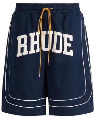 Rhude Baggy Collegiate Logo Short - Blau