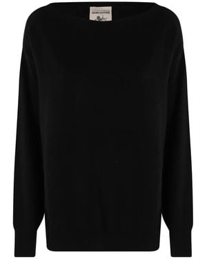 Semicouture Jupiner Patroon Bruine Trui Boothals - Zwart