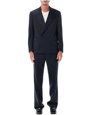 Lardini Kostuums ,Blauw ,Wol Kostuum Blazer Doppio Petto Pant Fondo 23Cm