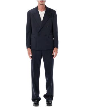 Lardini Kostuums ,Blauw ,Wol Kostuum Blazer Doppio Petto Pant Fondo 23Cm