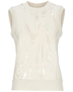 Peserico Ronde Hals Gilet - Wit