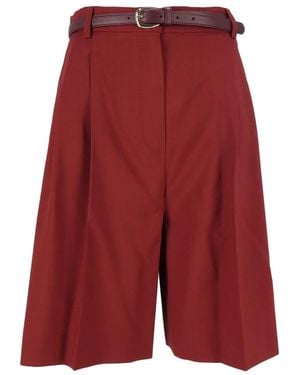 Max Mara Korte Broeken ,Rood ,Katoen Caravan Wide-Leg Bermuda Shorts