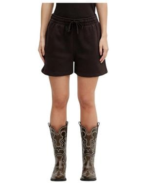 Maison Kitsuné Korte Broeken ,Bruin ,Katoen Baby Fox Regular Jog Shorts - Zwart