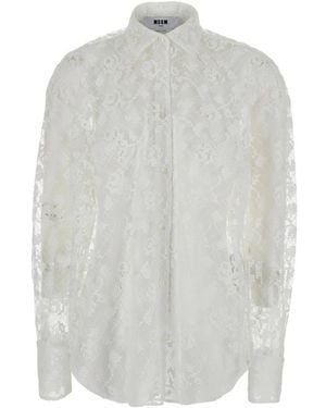 MSGM Klassiek Overhemd Met Lange Mouwen En Kraag - Wit