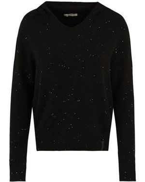 hinnominate Hoodies & Sweatvesten ,Zwart ,Pailletten Hoodie Sweater Met Pailletten En Langere Achterzoom