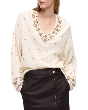 Pinko V-Neck Knitwear - White