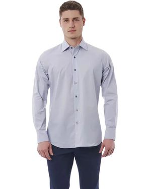 Bagutta Graues italienisches kragenhemd - regular fit - Blau