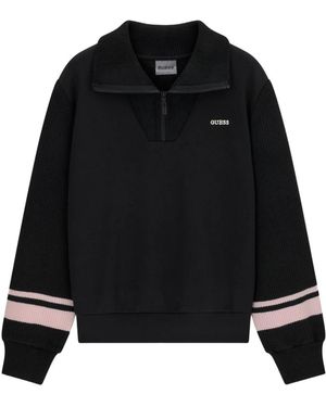 Guess Hoodies & Sweatvesten ,Zwart ,Fabrizia Half-Zip Sweatshirt