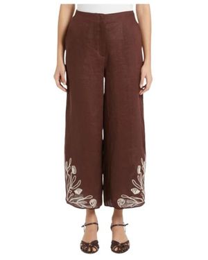 Marella Cropped Trousers - Brown