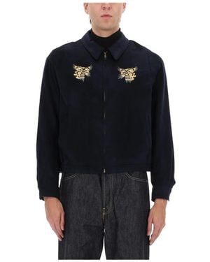 Visvim Jassen ,Blauw ,Rayon Norad Blouson (Silk) - Zwart