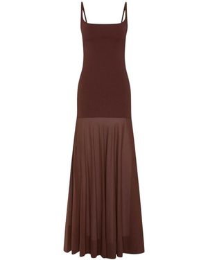 St. Agni Kleedjes ,Bruin ,Polyester Sheer Silk Circle Hem Dress