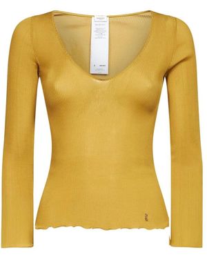 Saint Laurent V-Neck Knitwear - Amarillo