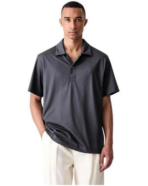 Lacoste Paris Classic Fit Open Neck Geborduurd Poloshirt - Zwart