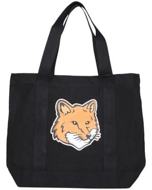 Maison Kitsuné Fox Head Tote Bag - Zwart