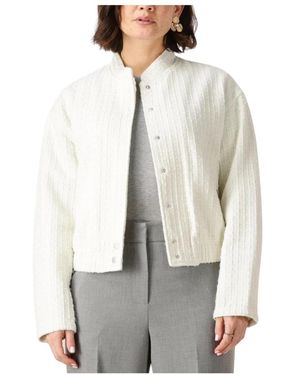 Minus Weiße Bomberjacke Mit Waffelmuster - Grau