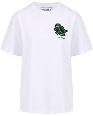 Iceberg Tops ,Wit ,Katoen Regular Fit Katoenen Jersey T-Shirt