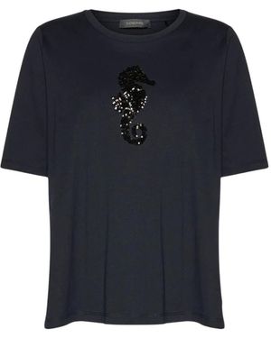 Elena Miro T-Shirt Met Paillettenborduurwerk - Zwart