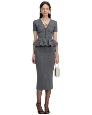 Self-Portrait V-Neck Knitwear - Gris