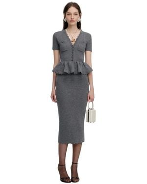 Self-Portrait V-Neck Knitwear - Grigio