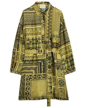 Momoní Kleedjes ,Geel ,Shirt Kleedjes - Groen
