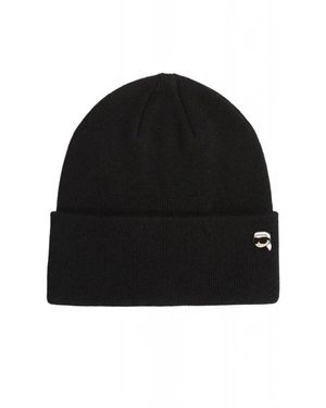 KARL LAGERFELD Ikon Pin Beanie - Schwarz