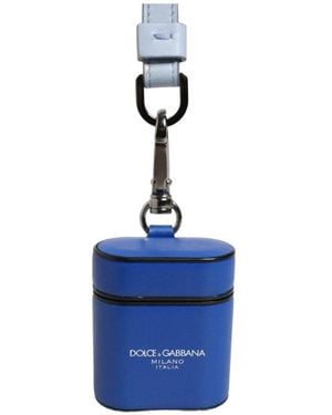Dolce & Gabbana Logo Strap Airpods-Etui Aus Leder - Blau