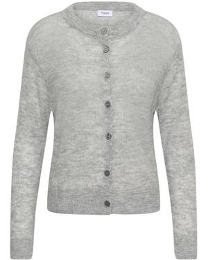 Saint Tropez Truien & Vesten ,Grijs ,Leer Mila Sz R-Neck Cardigan
