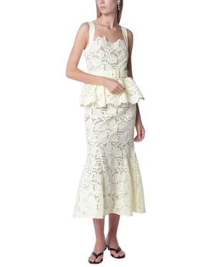 Self-Portrait Peplum Midi Jurk - Metallic