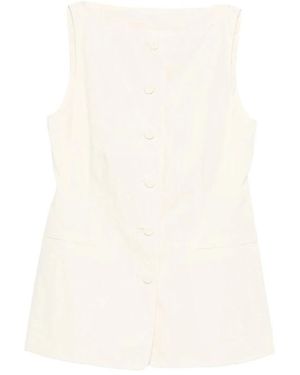 Mark Kenly Domino Tan Sleeveless Tops - White