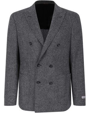 Canali Blaue Kleider Grauer Wollanzug