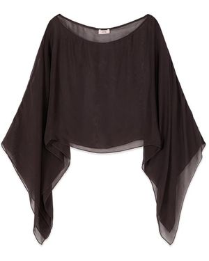 Oltre Georgette Schouderbedekking Poncho - Zwart