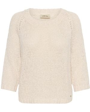 Cream Round-Neck Knitwear - Blanco