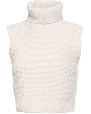 Michael Kors Truien & Vesten ,Wit ,Kasjmier Ribbed High-Collar Vest