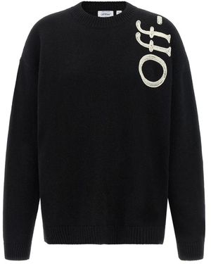 Off-White c/o Virgil Abloh Buchiges Strickpullover - Schwarz
