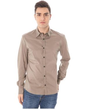 CoSTUME NATIONAL Klassisches Italienisches Kragen Baumwollhemd - Natur