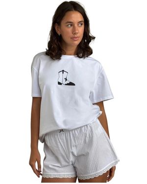 L37 Wit T-Shirt Met Distinctive Design - Grijs