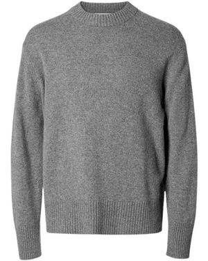 SELECTED Rundhals-Strickware - Grau