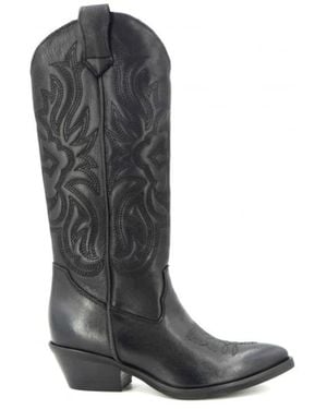 GISÉL MOIRÉ Cowboy Boots - Negro