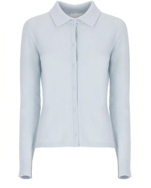 Vanisé Truien & Vesten ,Blauw ,Kasjmier Lichtblauwe Kasjmier Vest Met Kraag