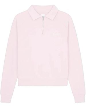 flâneur Truien & Vesten ,Roze ,Katoen Signature Raglan Half Zip