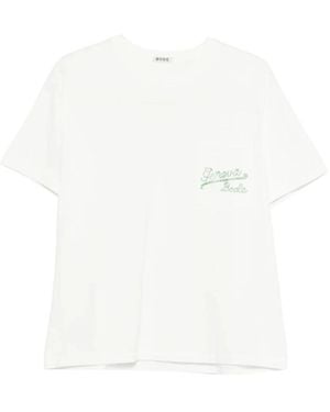 Bode Tops ,Wit ,Katoen Geneva Beaded Pocket T-Shirt