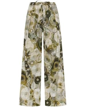 Deha Broeken ,Veelkleurig ,Katoen Broek Met Bloemenprint - Groen