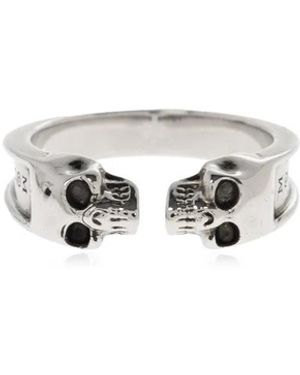 McQueen Twin Skull Ring - Weiß