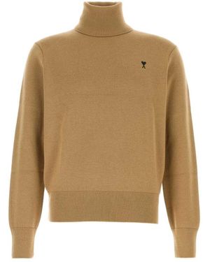 Ami Paris De Coeur Rollkragenpullover - Natur